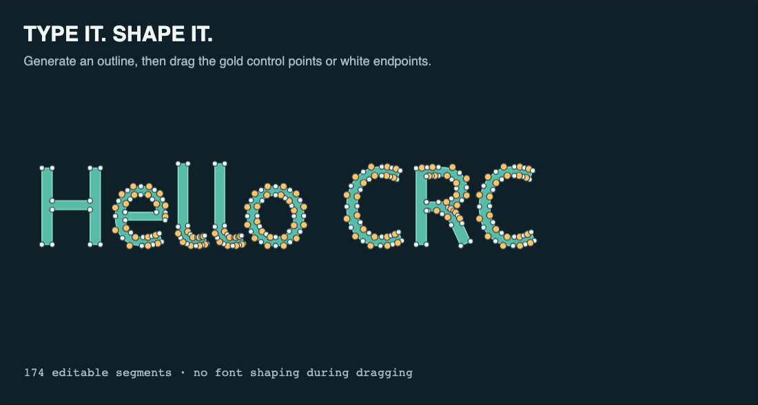 Editable text outlines
